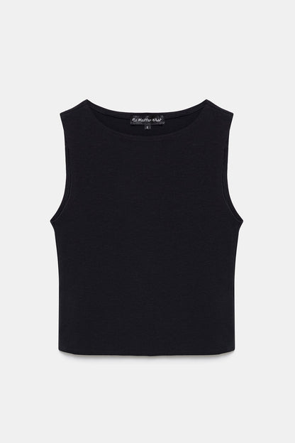 Ärmelloses Crop-Top mit Rundhalsausschnitt