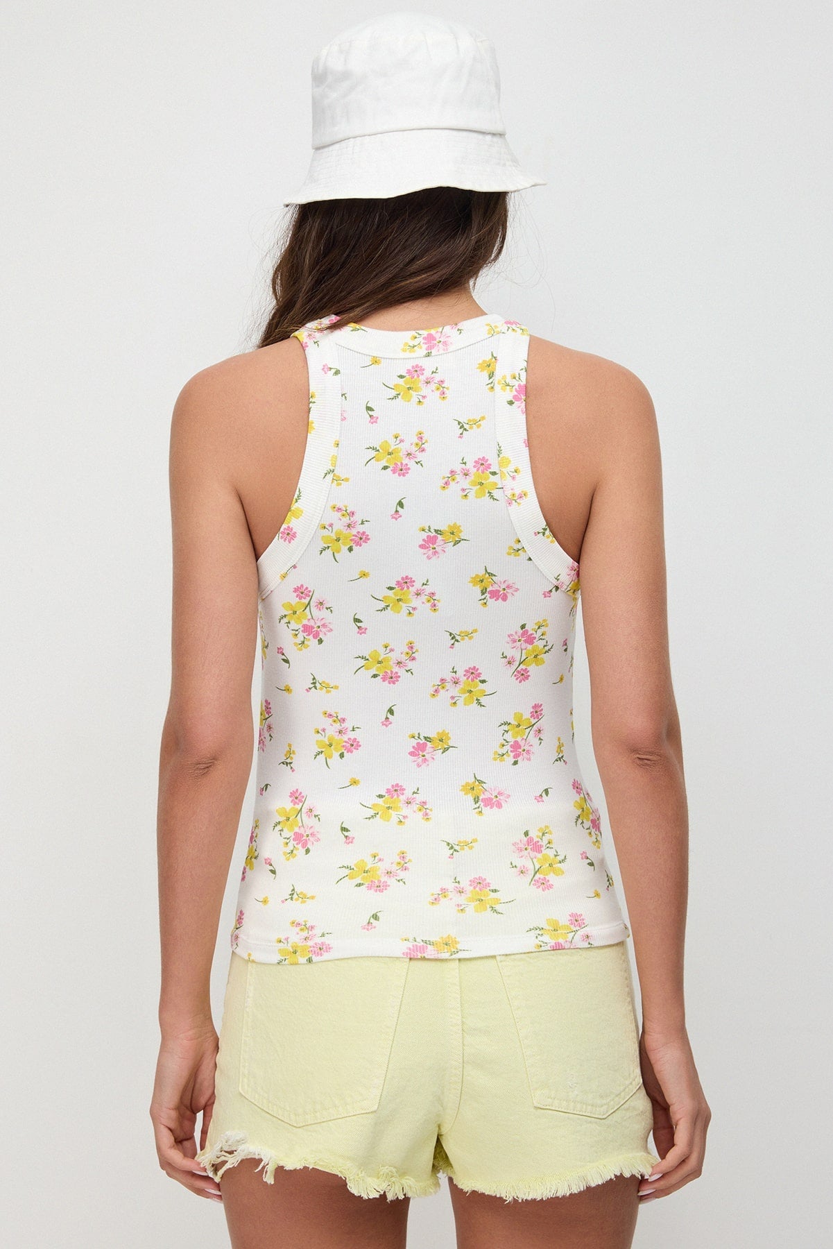 Kurze Bluse mit Rundhalsausschnitt und Blumenmuster