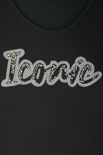 Steinverzierte Rundhals-T-Shirt