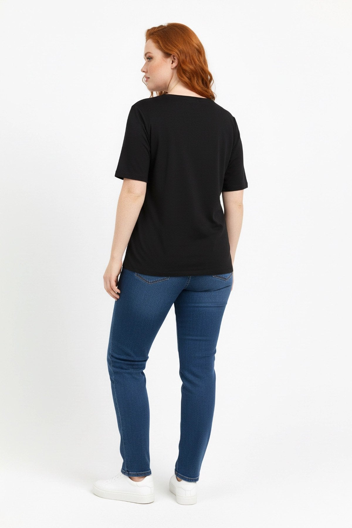 Steinverzierte Rundhals-T-Shirt