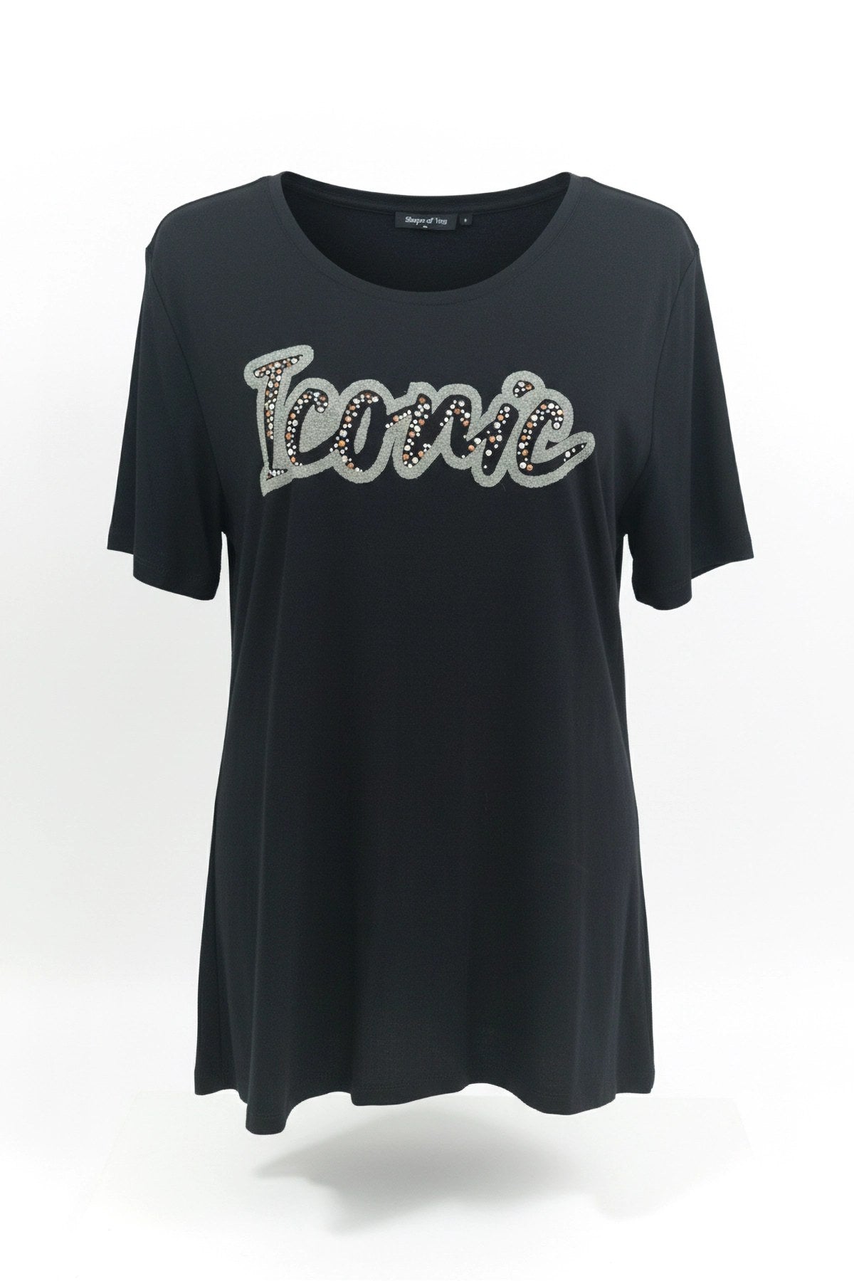 Steinverzierte Rundhals-T-Shirt
