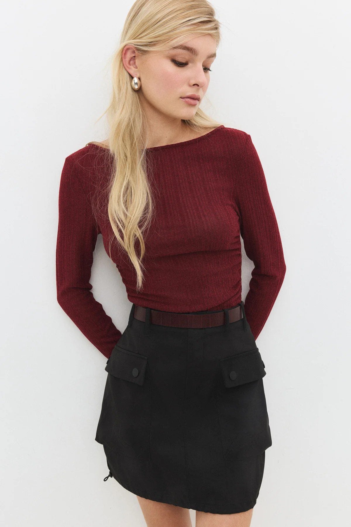 Bluse mit Rundhalsausschnitt und langen Ärmeln