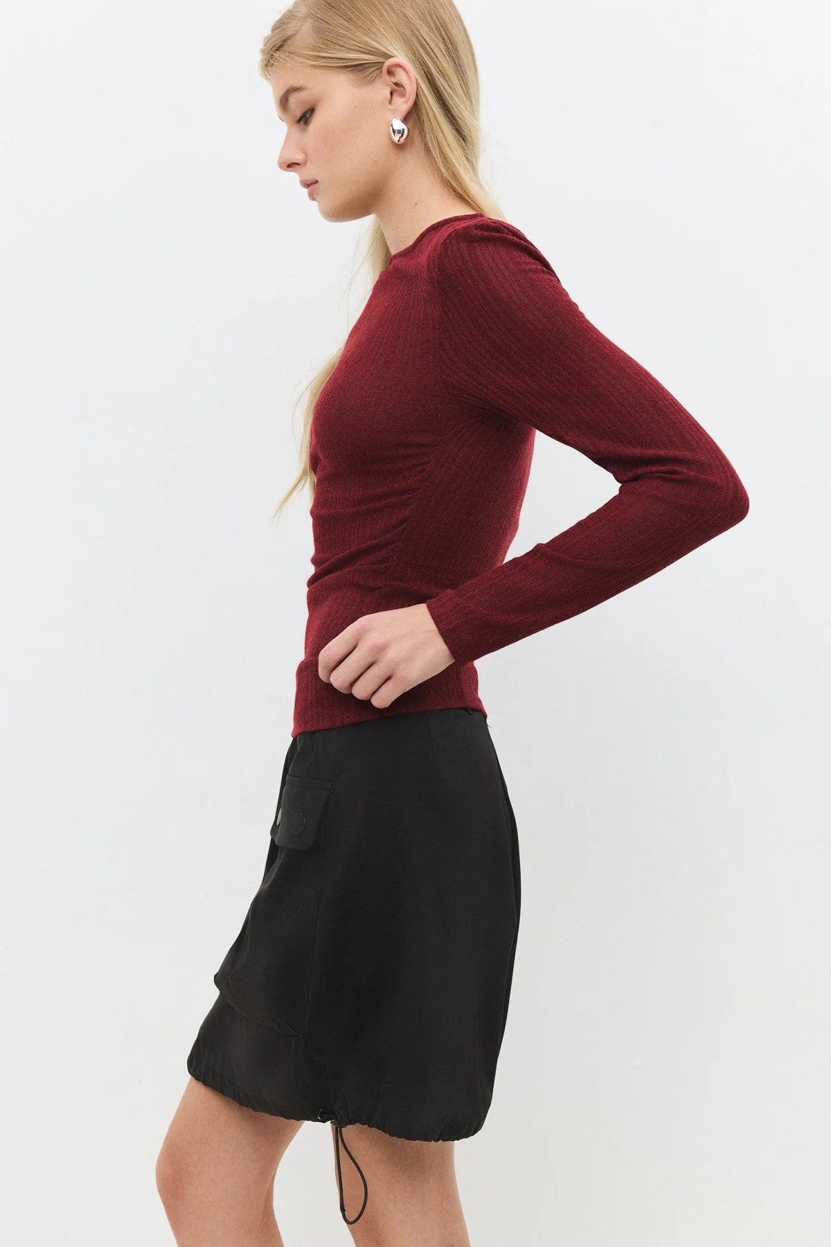 Bluse mit Rundhalsausschnitt und langen Ärmeln