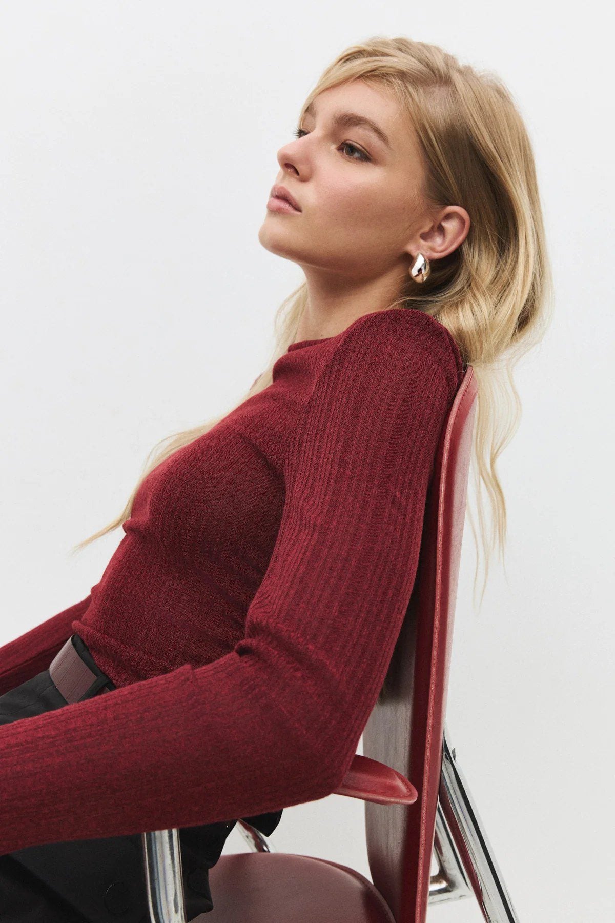 Bluse mit Rundhalsausschnitt und langen Ärmeln
