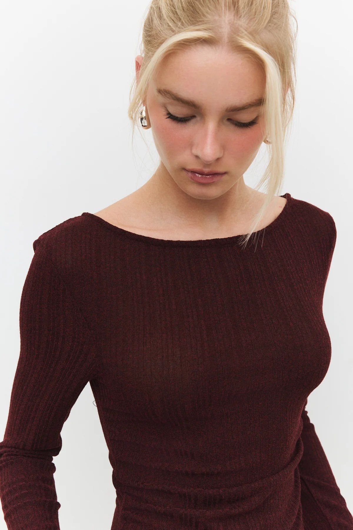 Bluse mit Rundhalsausschnitt und langen Ärmeln