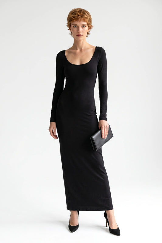 Langarm Kleid mit Rundhalsausschnitt