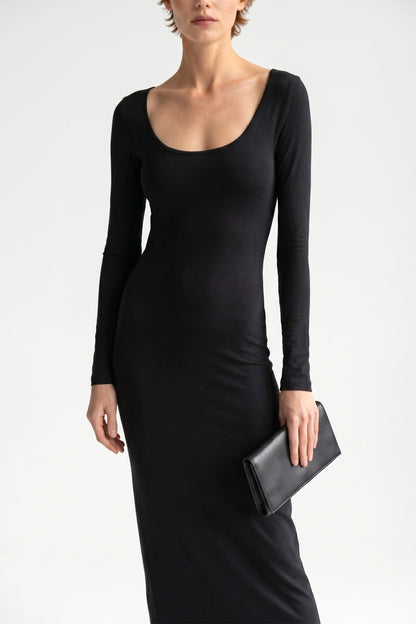 Langarm Kleid mit Rundhalsausschnitt
