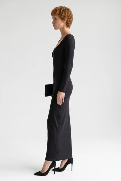 Langarm Kleid mit Rundhalsausschnitt