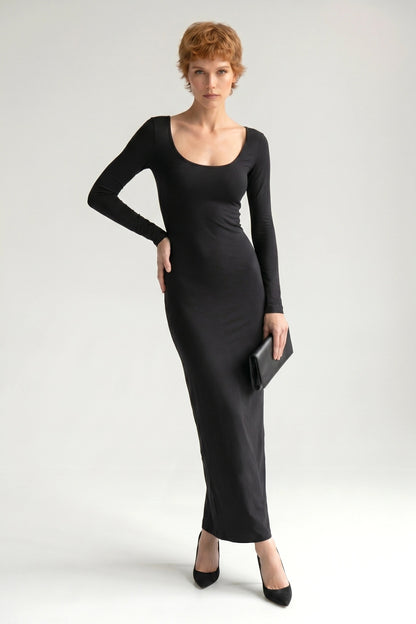 Langarm Kleid mit Rundhalsausschnitt