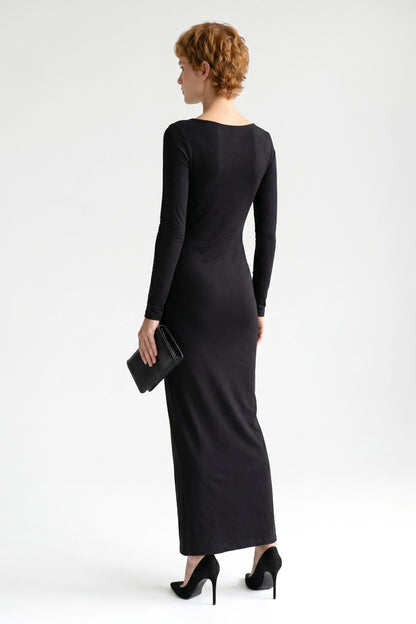 Langarm Kleid mit Rundhalsausschnitt