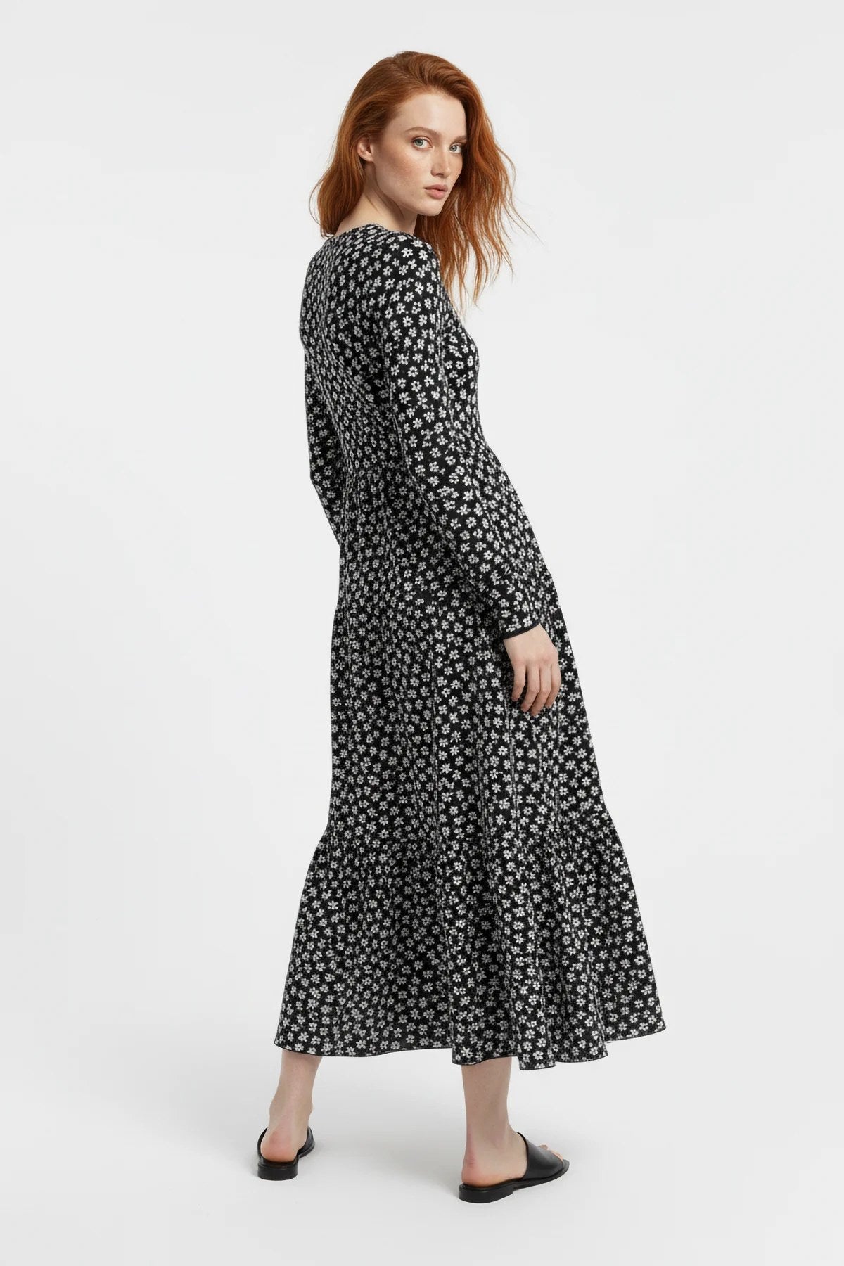 Langarm Kleid mit Rundhalsausschnitt