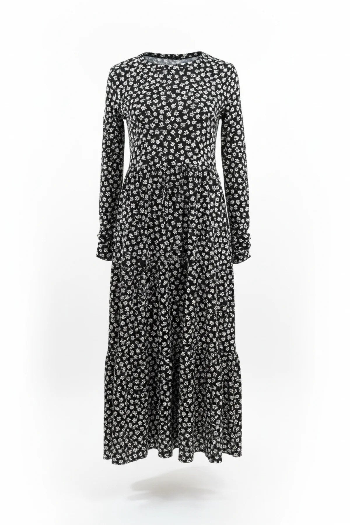 Langarm Kleid mit Rundhalsausschnitt