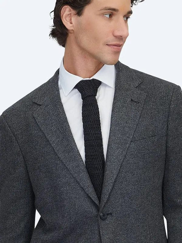 Schwarze Karierte Modern Fit Baumwolljacke