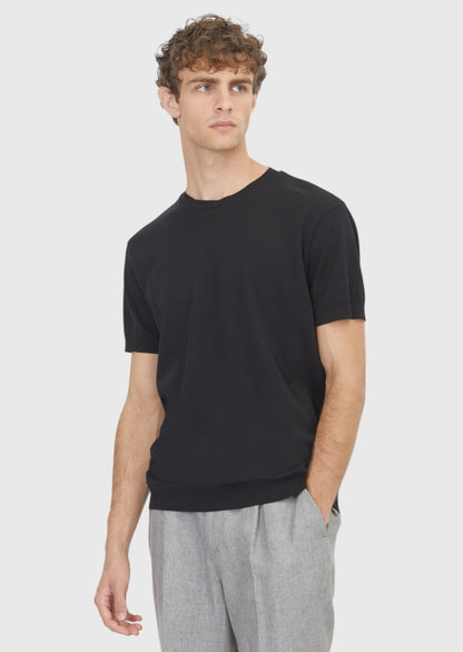 Schwarzes Jacquard T-Shirt 100% Baumwolle