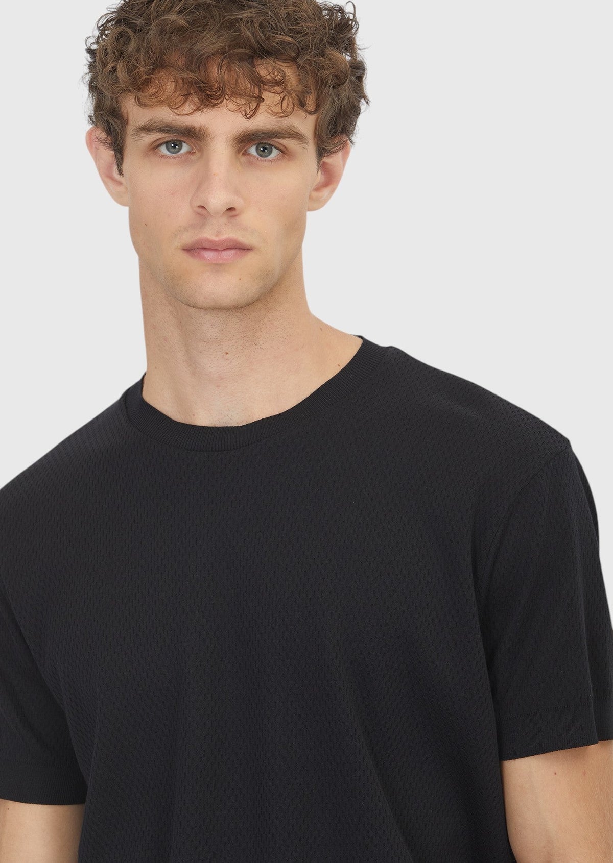 Schwarzes Jacquard T-Shirt 100% Baumwolle