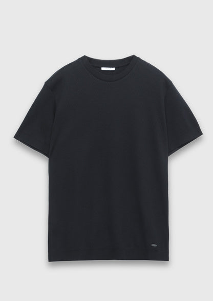 Schwarzes Jacquard T-Shirt 100% Baumwolle
