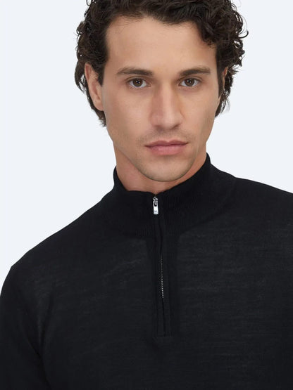 Schwarzes Strick-Sweatshirt