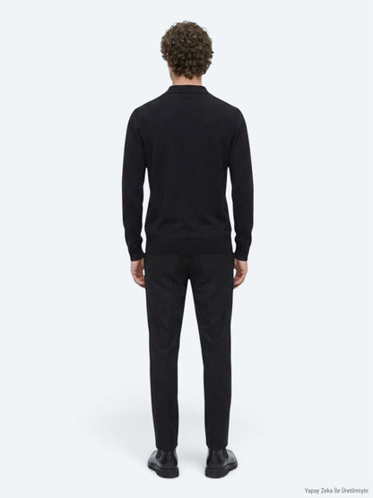 Schwarzes Strick-Sweatshirt
