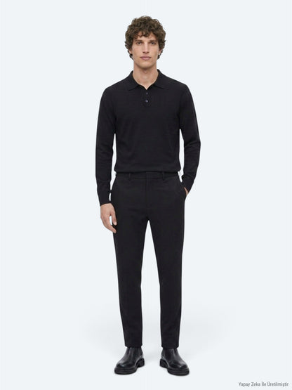 Schwarzes Strick-Sweatshirt