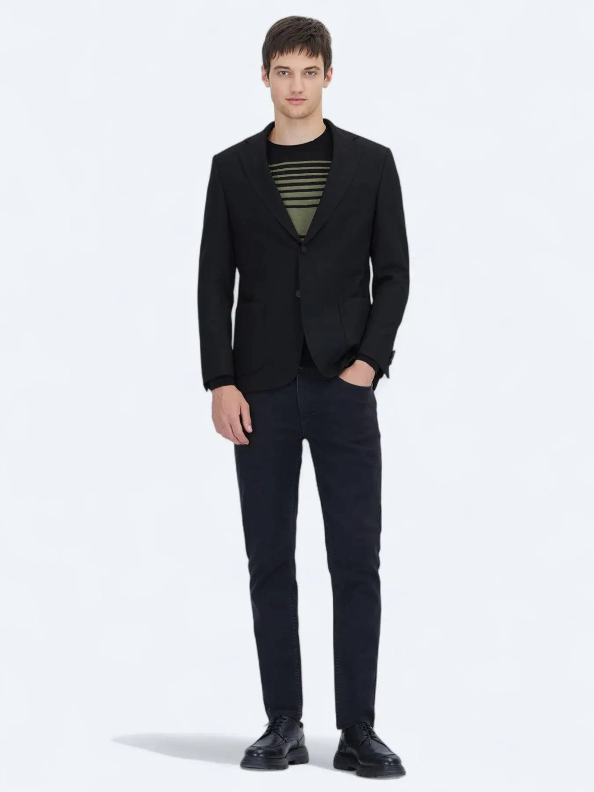 Schwarze gemusterte Modern Fit Jacke