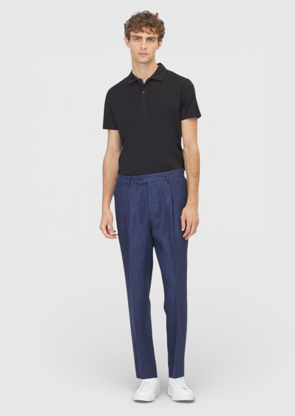 Ramsey Einfarbiges Polo-Shirt aus 100 % Baumwolle Siyah