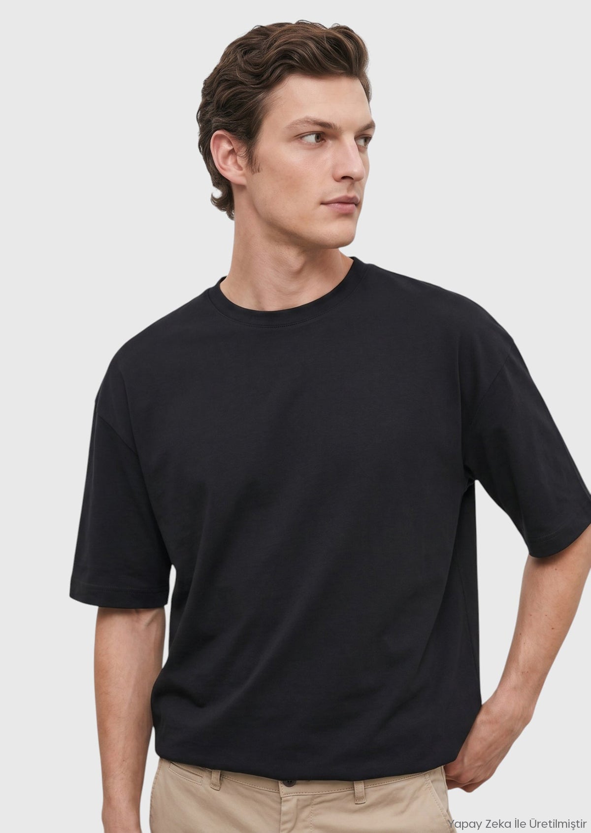 Schwarzes schlichtes Rundhals T-Shirt 100% Baumwolle