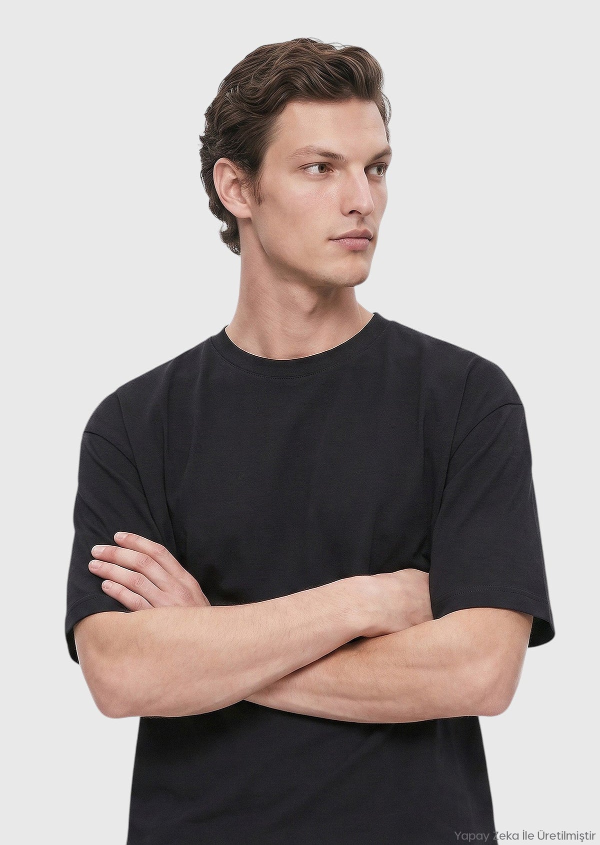 Ramsey Schwarzes schlichtes Rundhals T-Shirt 100% Baumwolle