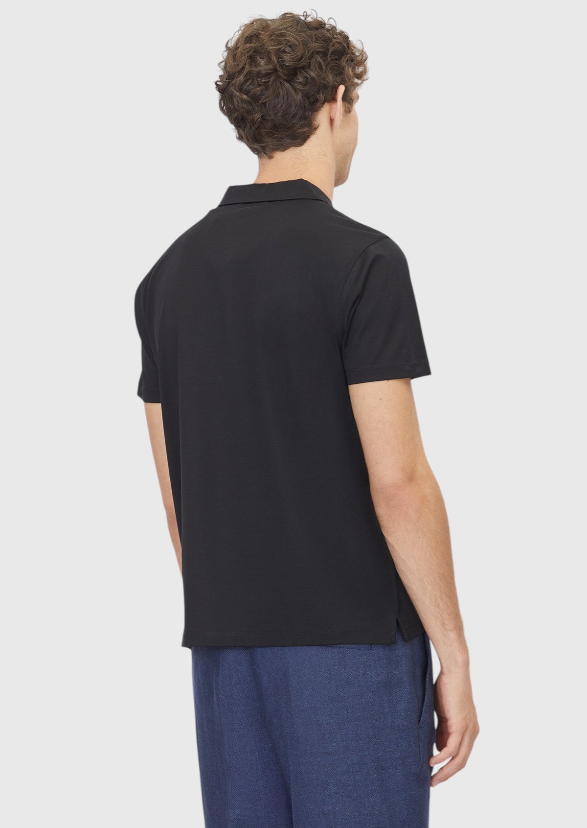 Ramsey Einfarbiges Polo-Shirt aus 100 % Baumwolle Siyah