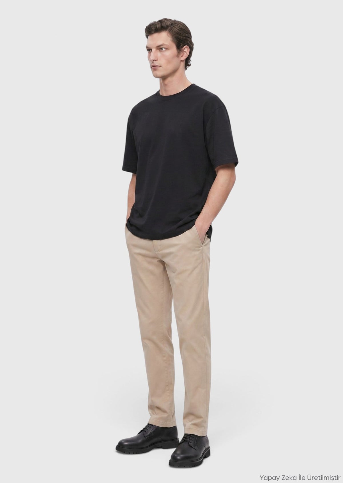 Ramsey Schwarzes schlichtes Rundhals T-Shirt 100% Baumwolle