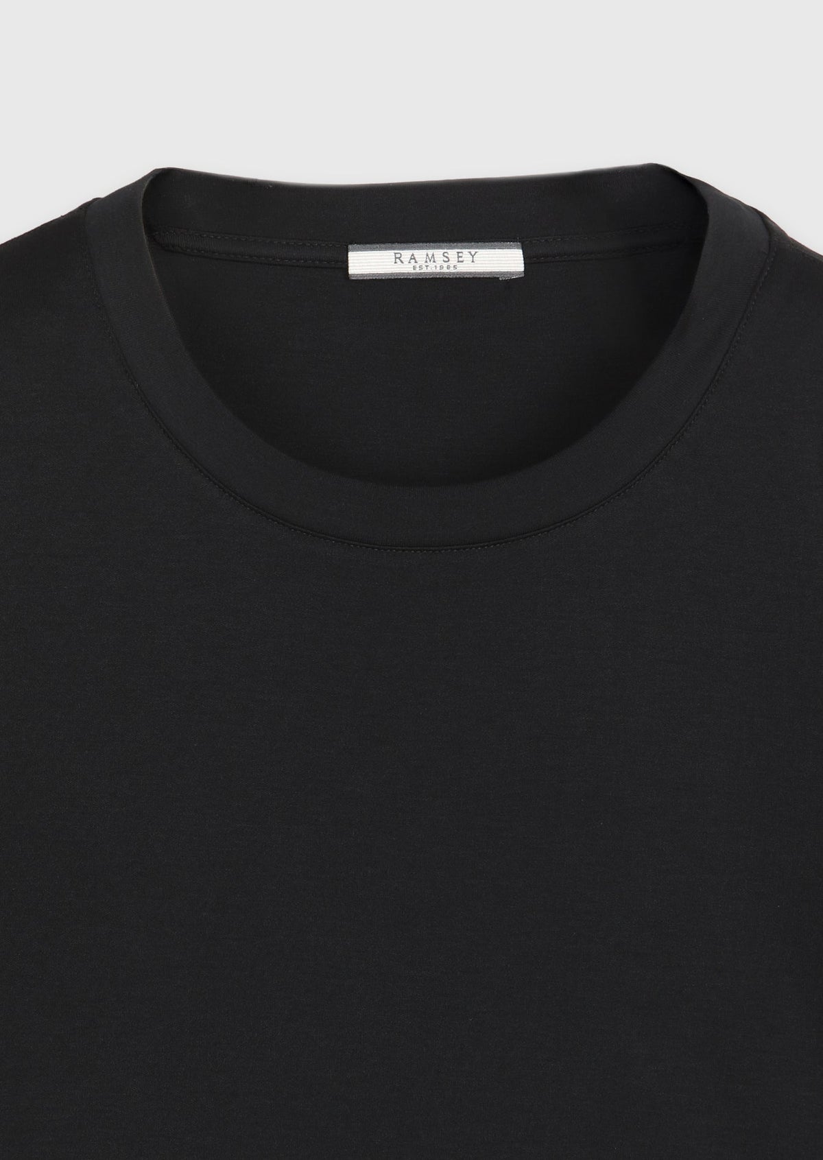 Ramsey Schwarzes schlichtes Rundhals T-Shirt 100% Baumwolle