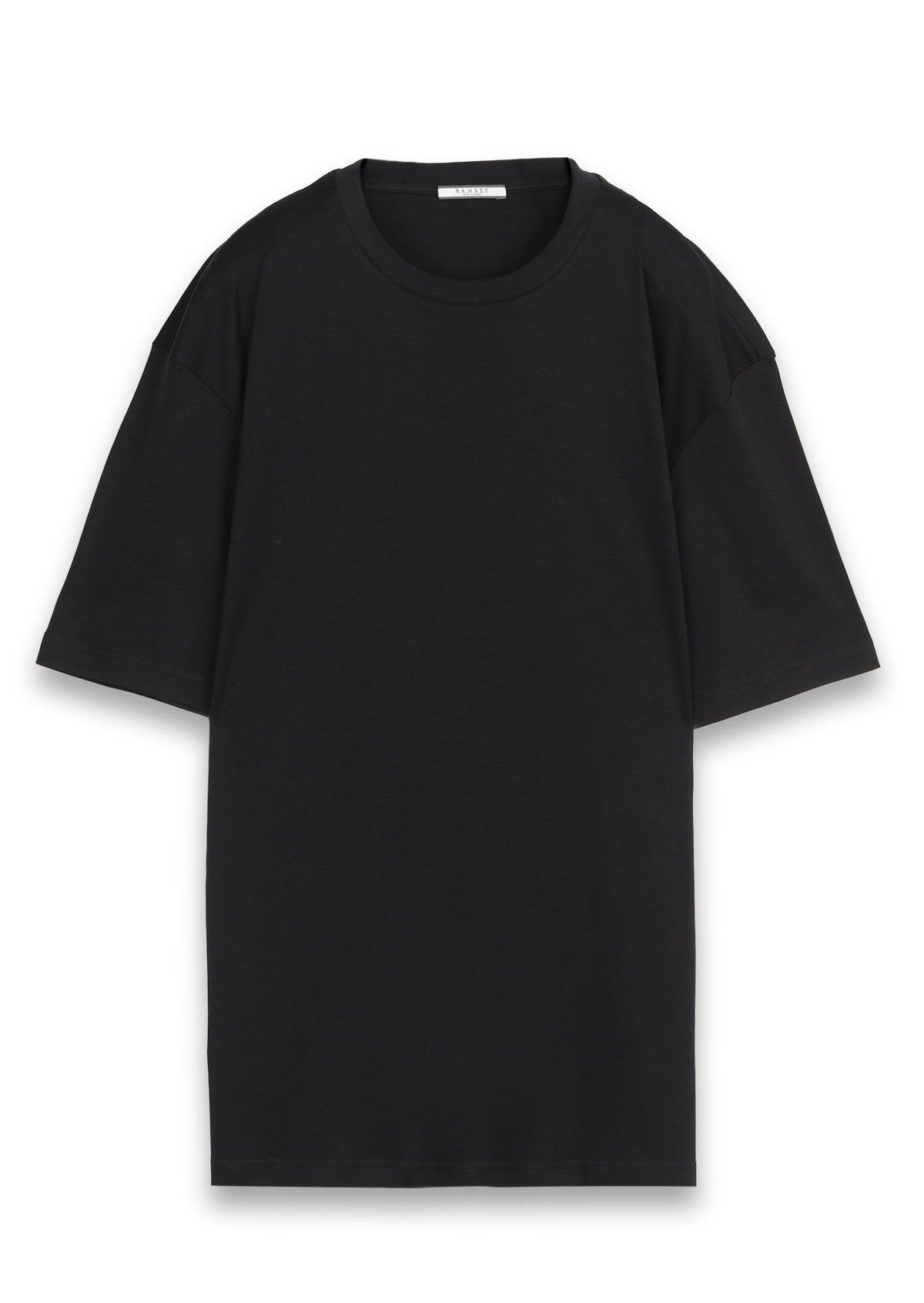 Ramsey Schwarzes schlichtes Rundhals T-Shirt 100% Baumwolle