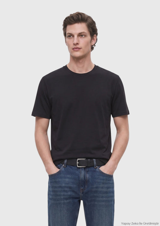 Einfaches T-Shirt mit Rundhalsausschnitt