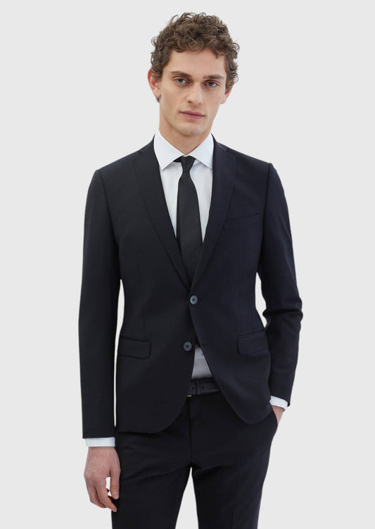 Schwarzer Slim-Fit-Anzug aus Wollmischung
