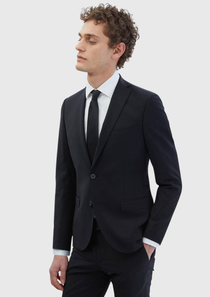 Schwarzer Slim-Fit-Anzug aus Wollmischung