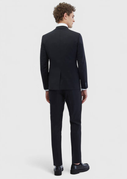 Schwarzer Slim Fit Wollanzug