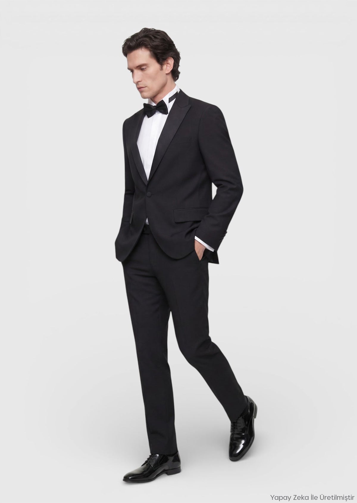 Ramsey Schwarzer moderner Tuxedo mit Schalkragen Siyah