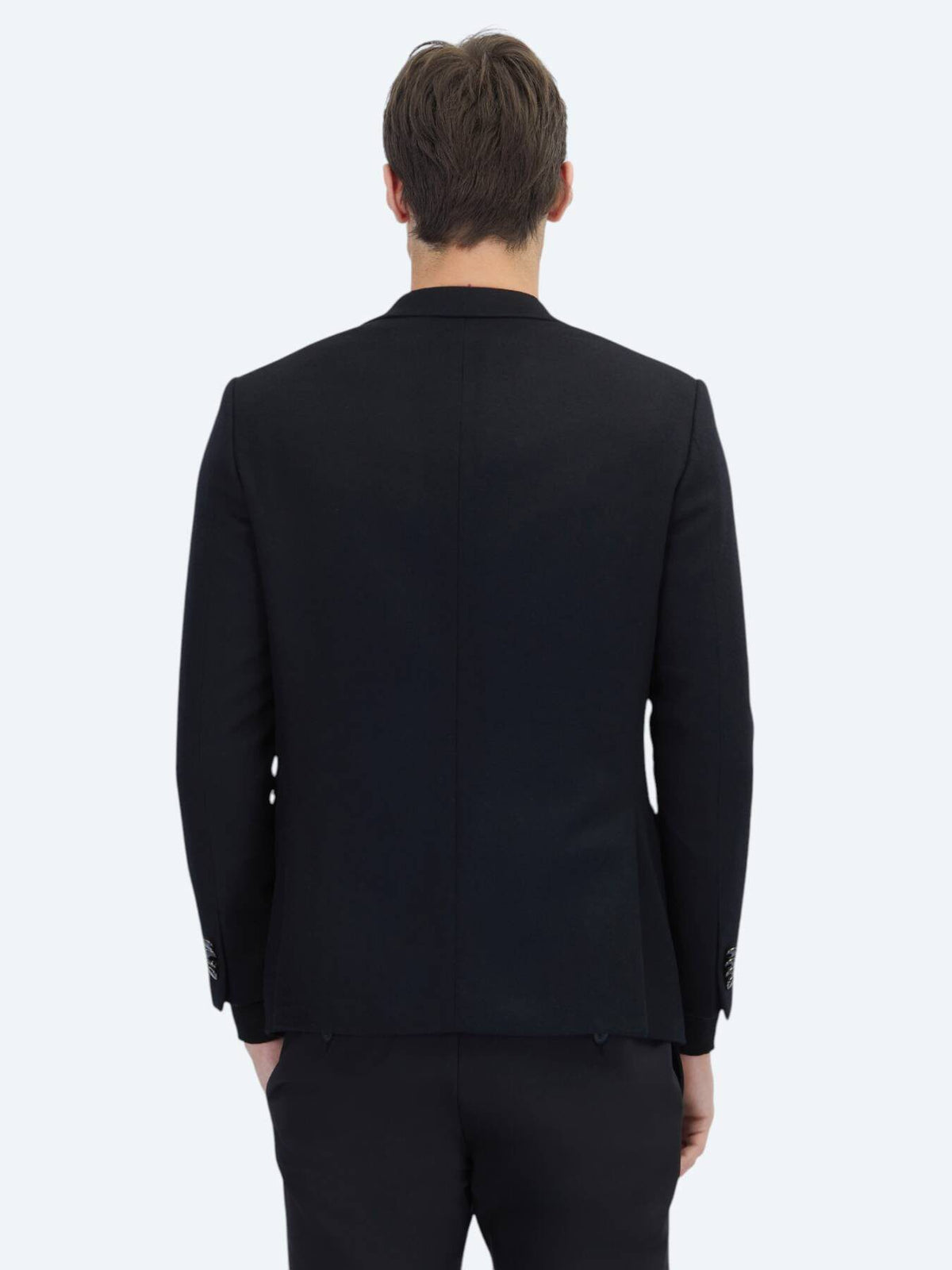 Schwarze moderne Wollmischjacke