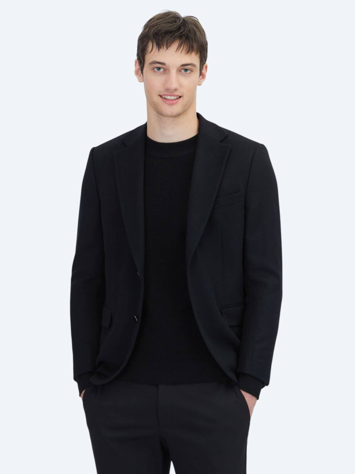 Schwarze moderne Wollmischjacke