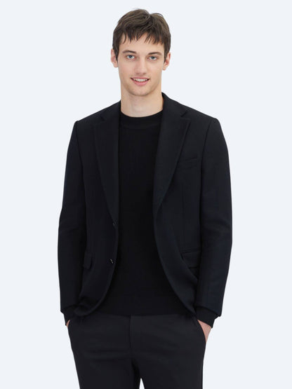 Schwarze moderne Wollmischjacke