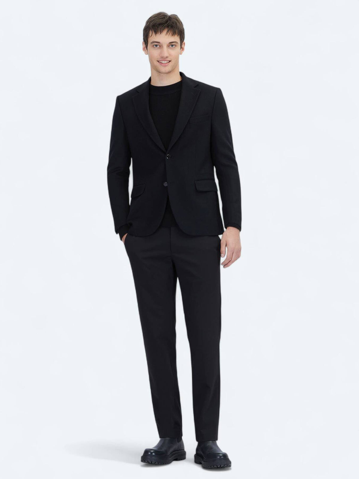 Schwarze moderne Wollmischjacke
