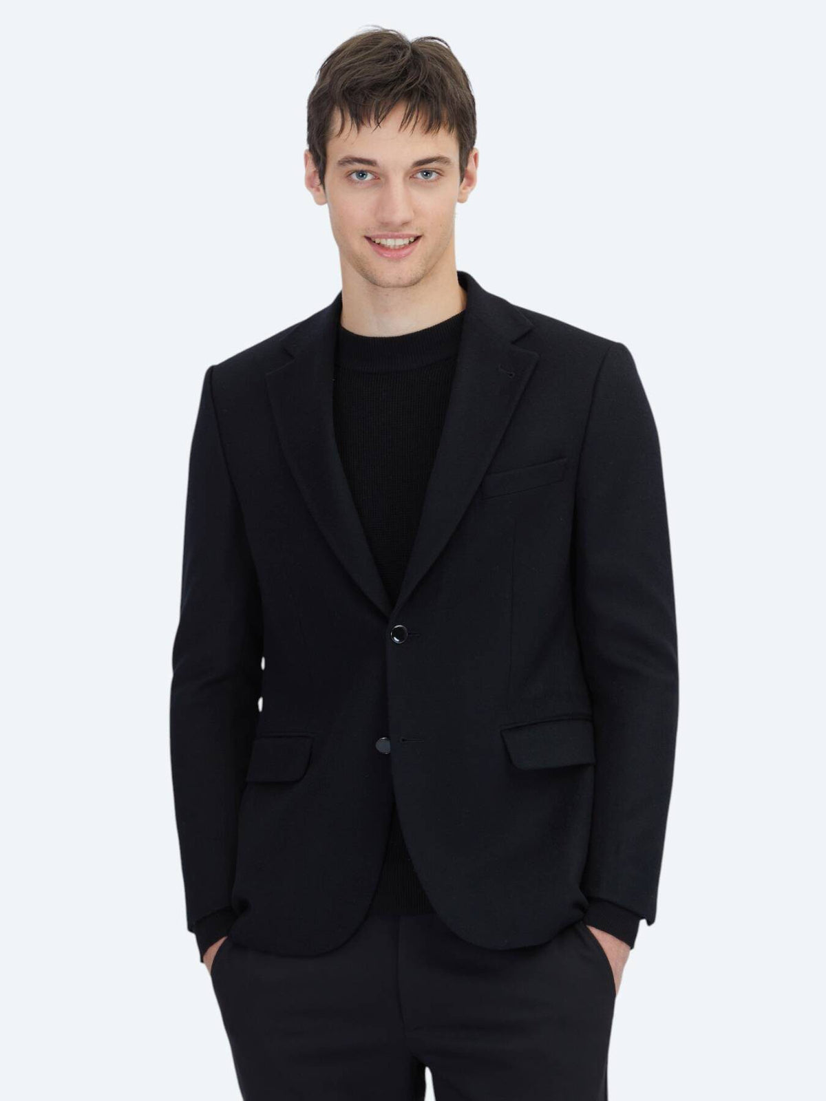 Schwarze moderne Wollmischjacke