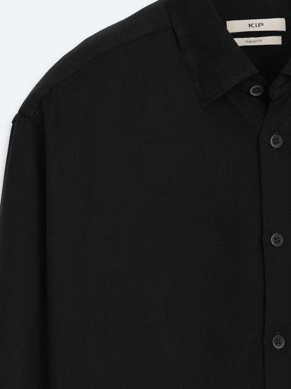 Schwarzes Regular Fit Casual Hemd