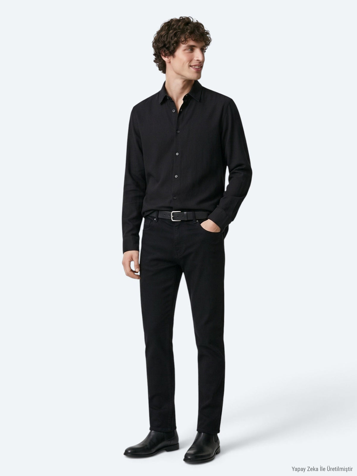 Schwarzes Regular Fit Casual Hemd