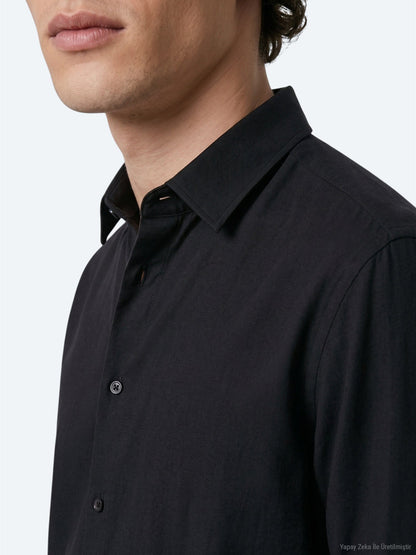 Schwarzes Regular Fit Casual Hemd