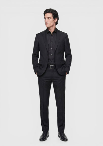 Schwarzer Regular Fit Wollanzug