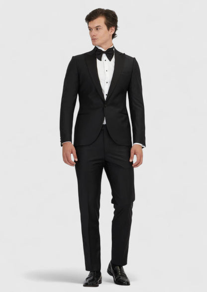 Schwarzer Slim Fit Smoking mit Doppelreihe