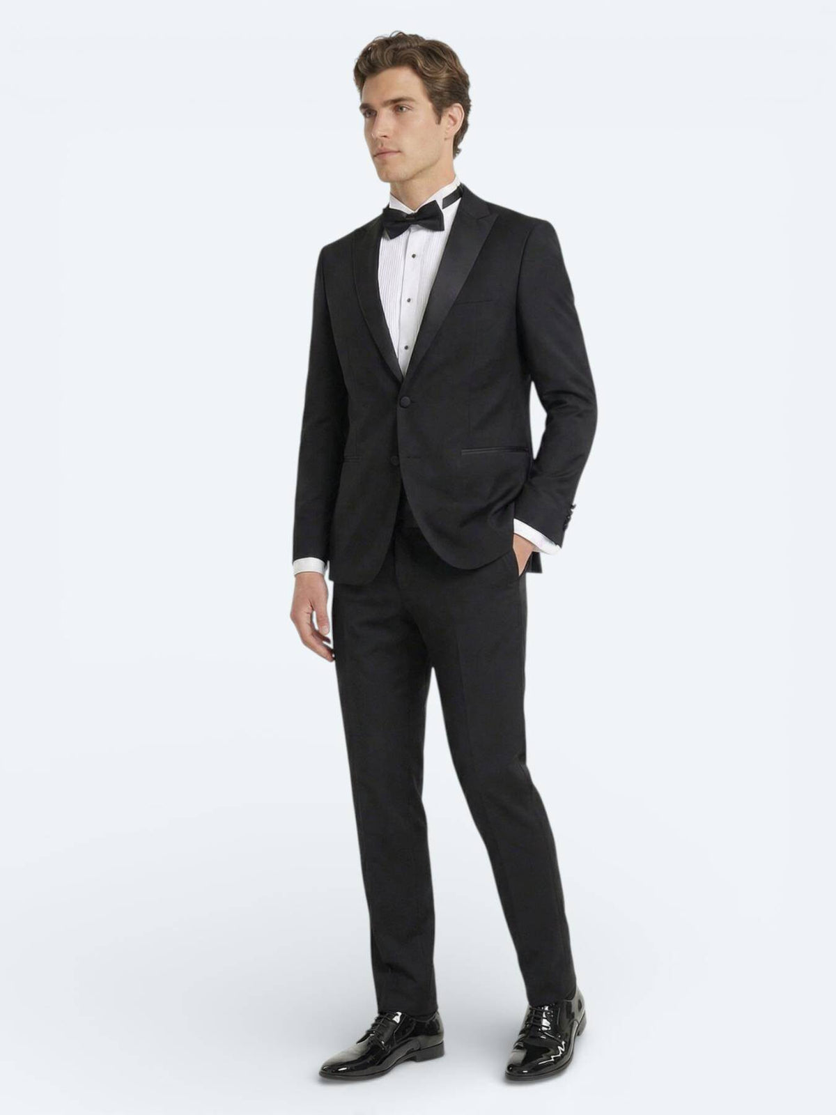 Schwarzer Slim Fit Smoking mit Doppelreihe