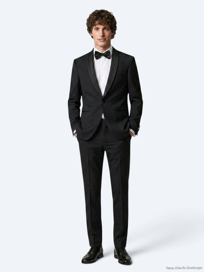 Schlichter, modischer Slim-Fit-Anzug aus Wollmischung