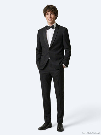 Schlichter, modischer Slim-Fit-Anzug aus Wollmischung