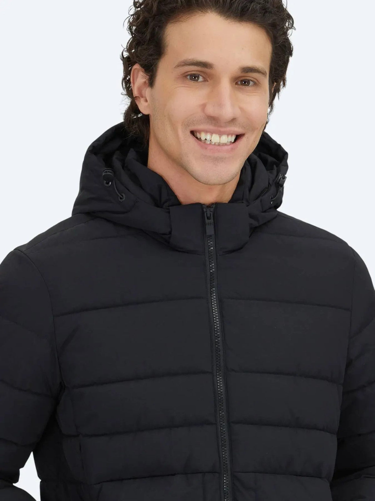 Schwarzer Regular Fit Kapuzenmantel